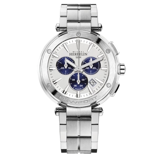 michel-herbelin-newport-chrono-quartz-watch-silver-dial-steel-bracelet-43-mm